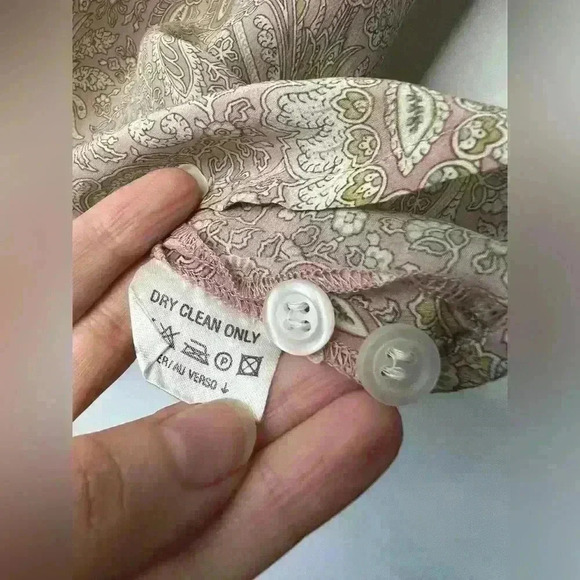 Liz Claiborne Womens Silk Paisley Fairy Core Powder Pink Boho Ethereal Top 4 - Picture 13 of 13